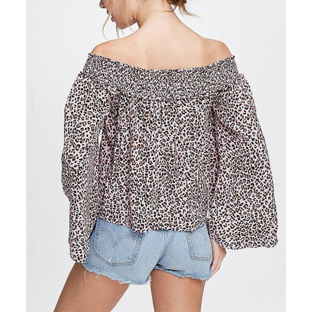Free People FP Movement Leopard Off-Shoulder Top - Picture 13 of 15